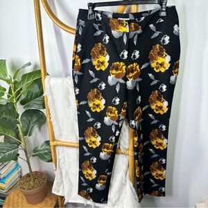 Carolina Belle Black and Mustard Floral Pants sz 8